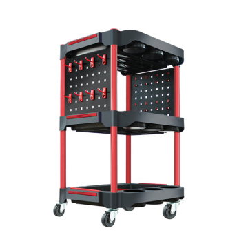 Multifunctional Plastic Three Layer Mobile Car Wash Trolley