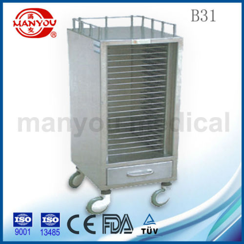 B31 Full stainless steel single medical record clip trolley