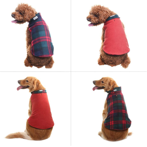 Honden winter kleding omkeerbare fleece jas