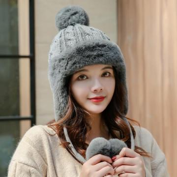 headwear High quality beanie knit hat with pompom