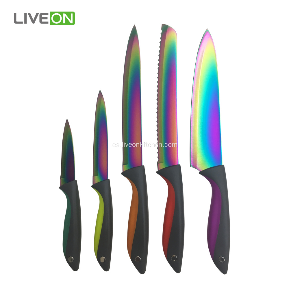 Set de 5 piezas de revestimiento de cocina de titanio cuchillo