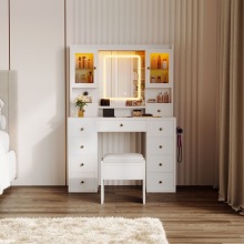 fashion Bedroom Furniture White Led Light low price Storage Optional Dresser Dressing Vanity Makeup Table With LED