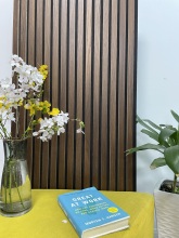 3D acoustic slat wall panel dark oak