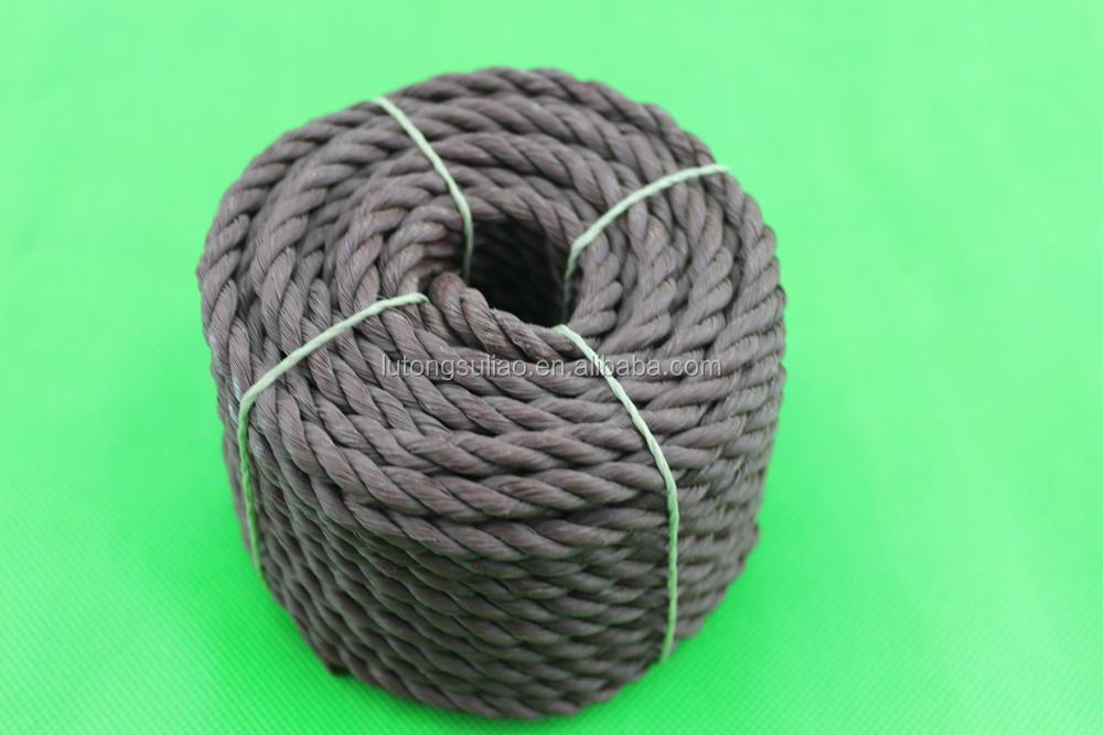 Recycled material Black color 3mm*200yds/coil pe pp 3-strands twisted rope