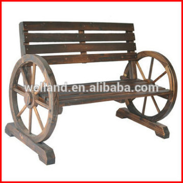 Rustic Wooden Wagon Wheel Bench Antique Flame Burnt