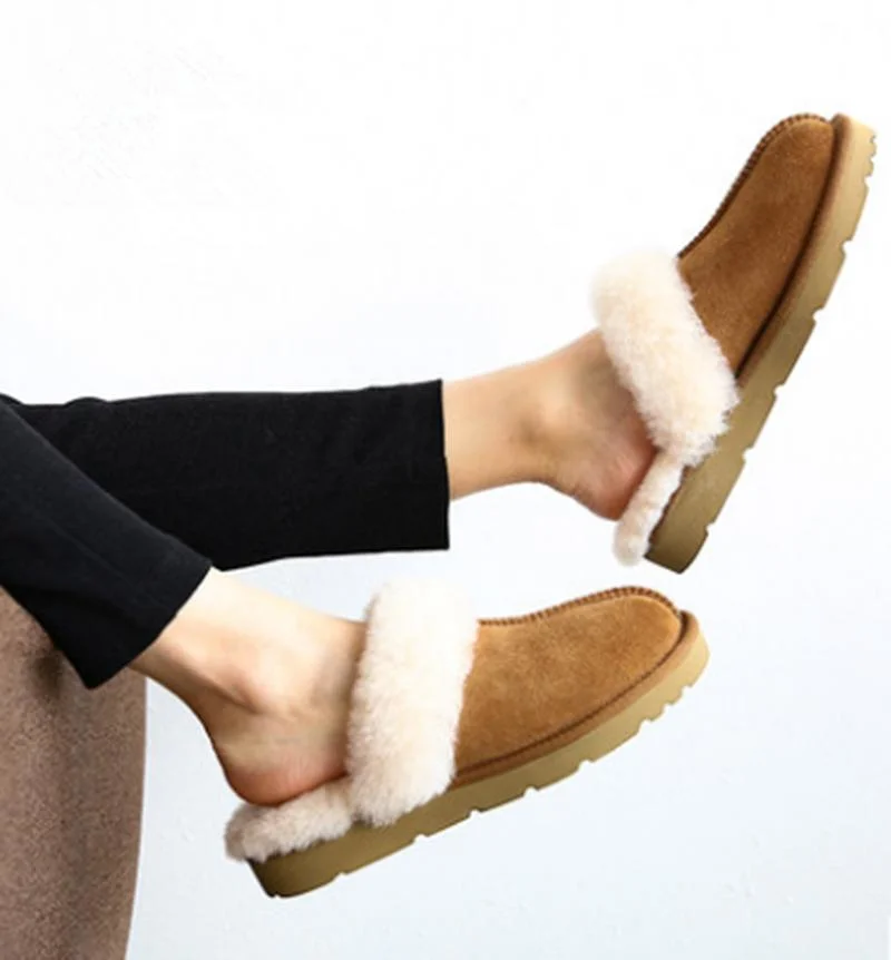 Factory Price Warm Sheepskin Women Indoor Slipper