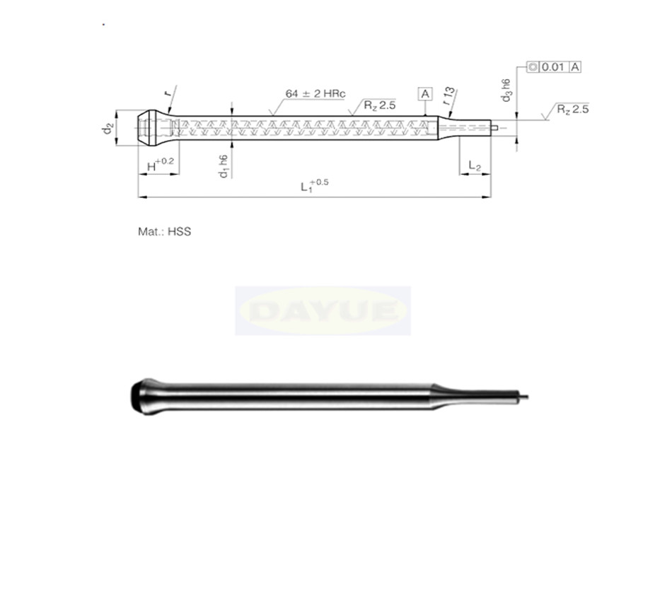 Precision Cutting punch with trombone neck form DA