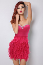 Sexy booby-chested buttock wavy ruffled dress