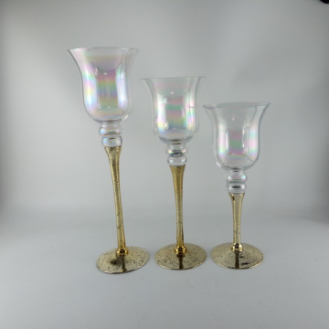 Gold glass candle holde set of 3