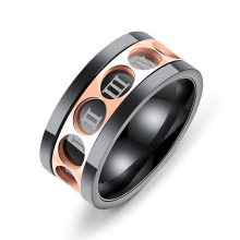 Stainless steel mens roman numeral spinner rings