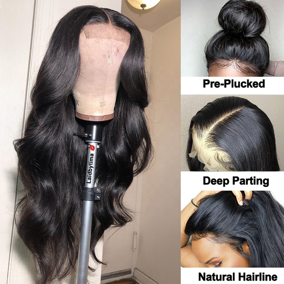 High Quality Human Hair Wigs Virgin Remy Brazilian HD Transparent 13X6 Lace Front Water Wave Curly Wig For Black Women