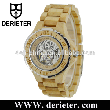 China Manufacturer Customized Logo Wood Bamboo Skeleton Watch