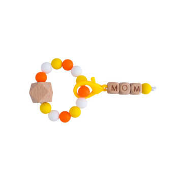 Anillo de madera Silicone Triple Baby Teether Toys