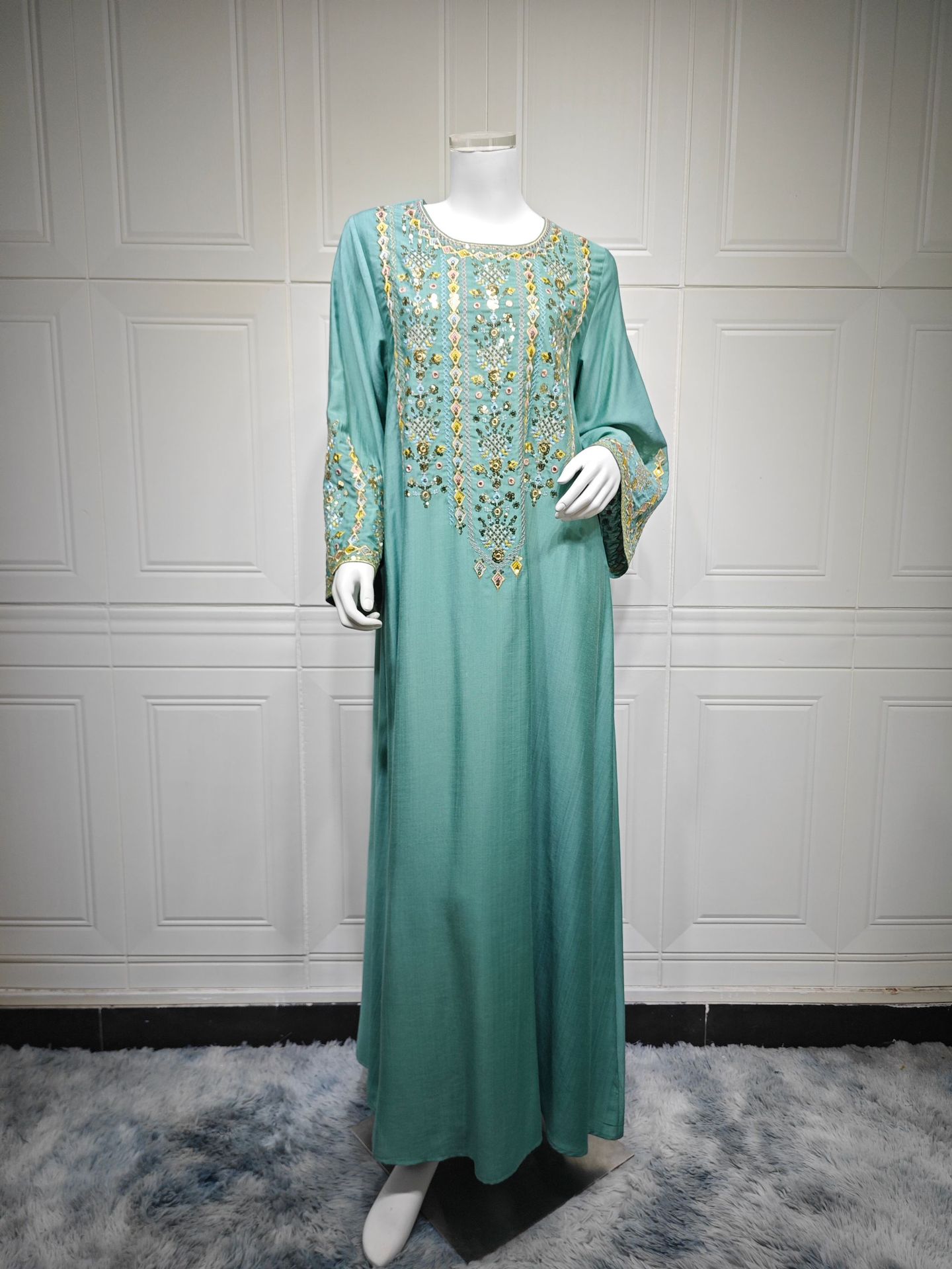 لباس ماکسی ابای آستین دوزی لوکس Luxury Sleeve Embroidered Maxi Abaya Dress