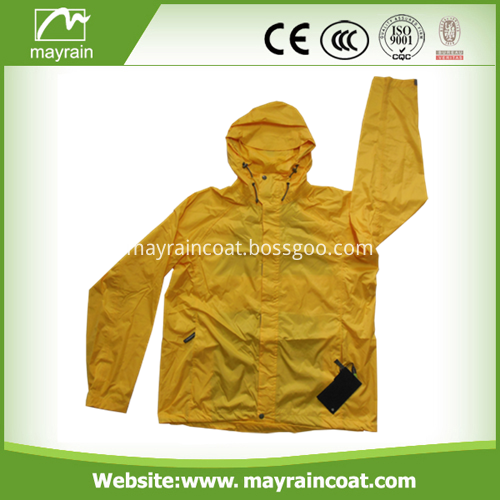 Bright Yellow Color Polyester Rain Jacket