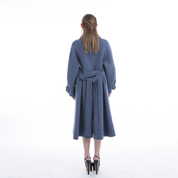 Blue winter coat above the knee