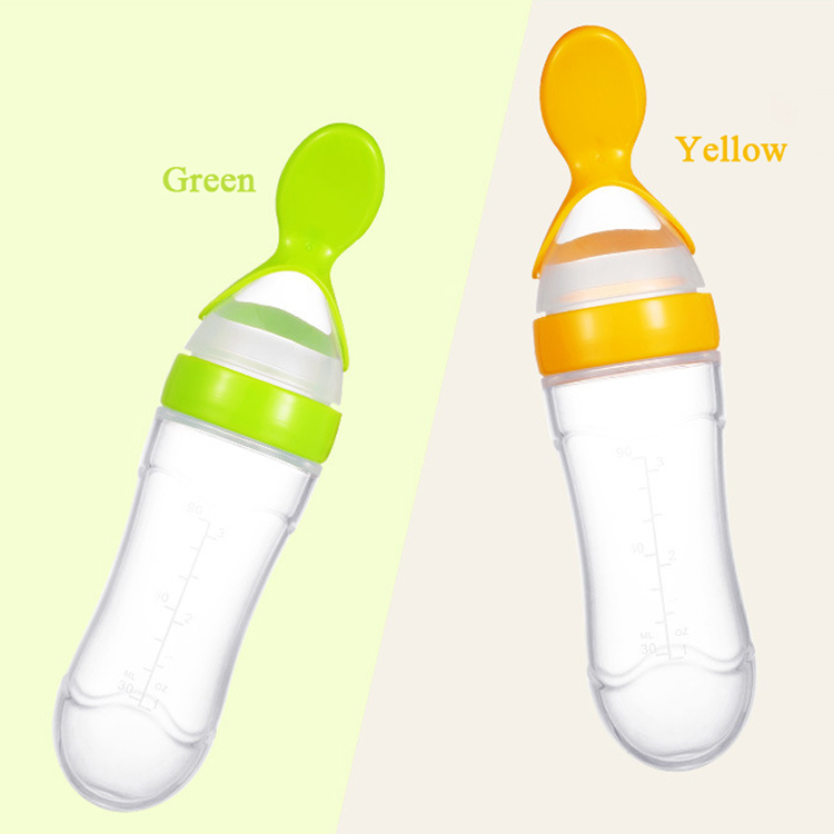 Baby Squeeze Spoon Feeder Food Baby Bottle Feeder Spoon Silicone Baby Bottle Spoon Feeder