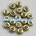 Perlas de moneda de oro acrílicas de 4x7 mm mixtas e individuales de moda Perlas redondas planas de letras del alfabeto
