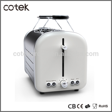 Ningbo cotek TR0301 manufacturer stainless steel body electrical home kitchen appliance retro 2 slice bread toasters