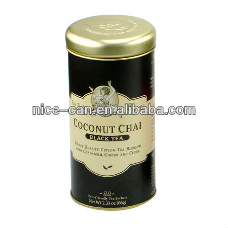 High quality custom round metal tin tea caddy , tea bag caddy