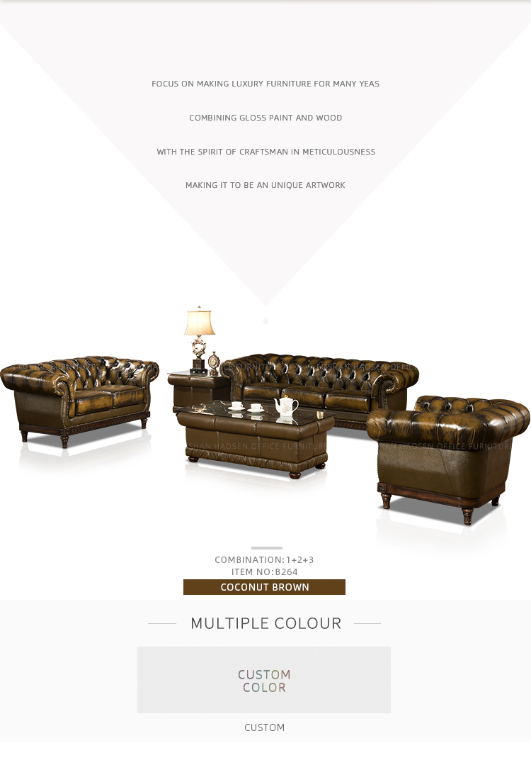 HAOSEN B264 supplier High end living room sofa 1+2+3 half leather sofa set customized wholesale
