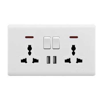 AX 2 Gang 2x13A Switched Socket With Neon