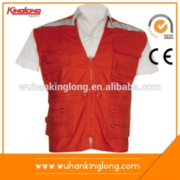 Poplin multi pocket men suit orange hunting vest