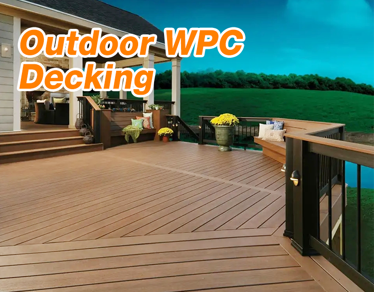 3D Embossed Garden pvc floor Wood Wpc Decking Plastic Deck Board