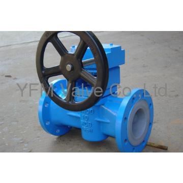 Manual operator PFA lined plug valves Weir type