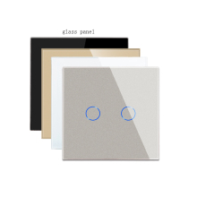 Bingoelec 2 Gang Waterproof Wall Light Touch Switch Panel - Glass 86mm with Iron Frame