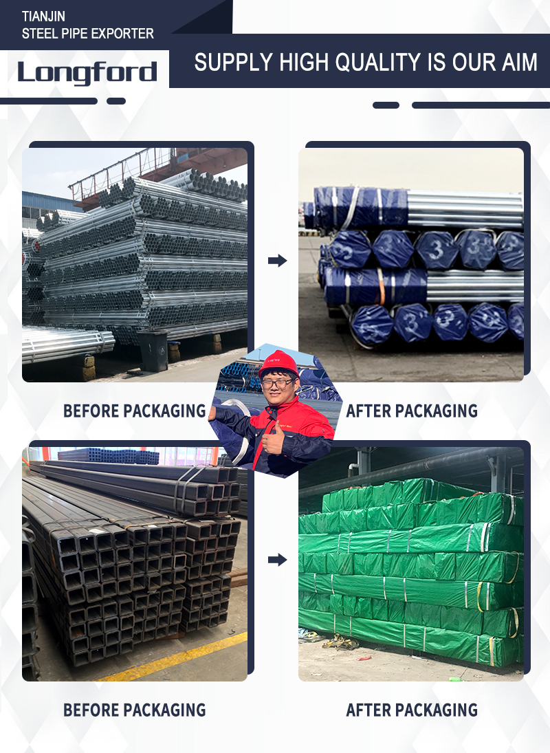 Factory supplier20 40 80 inch ASTM A500 ERWgalvanized welded square tube MS carbon steel pipe