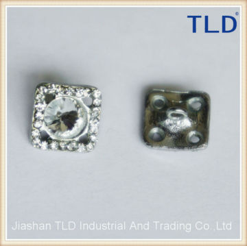 TLD silver square rhinestone buttons