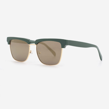 Rectangular Acetate And Metal Combined Male's Sunglasses 23A8058