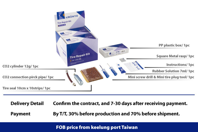 Kit pembaikan tayar tampalan sejuk dengan silinder CO2