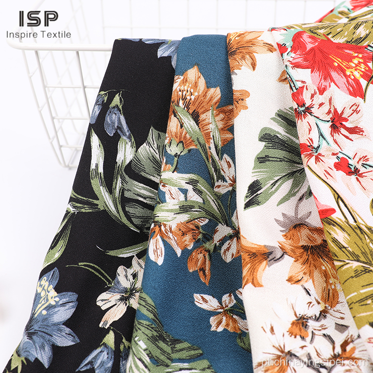 Factory impresso 120gsm Têxtil Moss Crepe Fabric