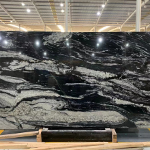 Cosmic Black Manhattan Granite Tiles - Hotel Decoration Stone Wall Floor White Veins