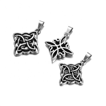 Iywu Aceon Stainless Steel Black Oil Tone Viking Sign Lucky Knot Pendant