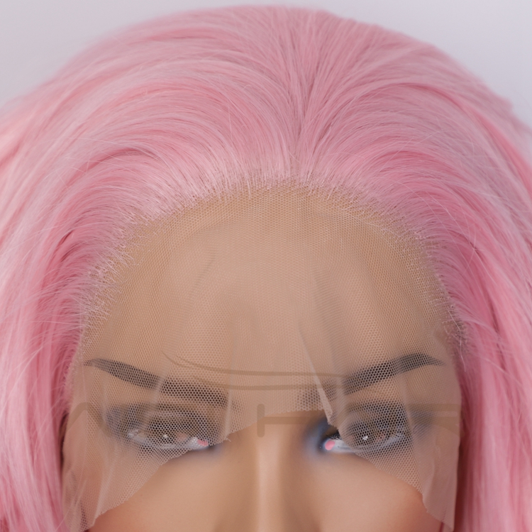 Aisi Hair Short Pink High Temperature Synthetic Lace Front Wigs For Black White Women Lace Frontal Pre Plucked Body Wave Wigs