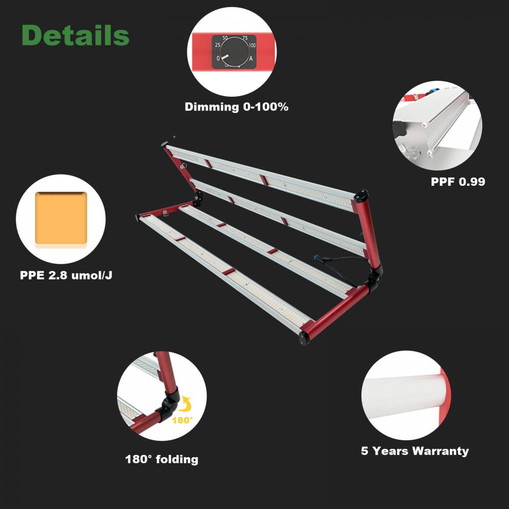 Aglex 400W LED GROW LICHT LAMP 4 BAR