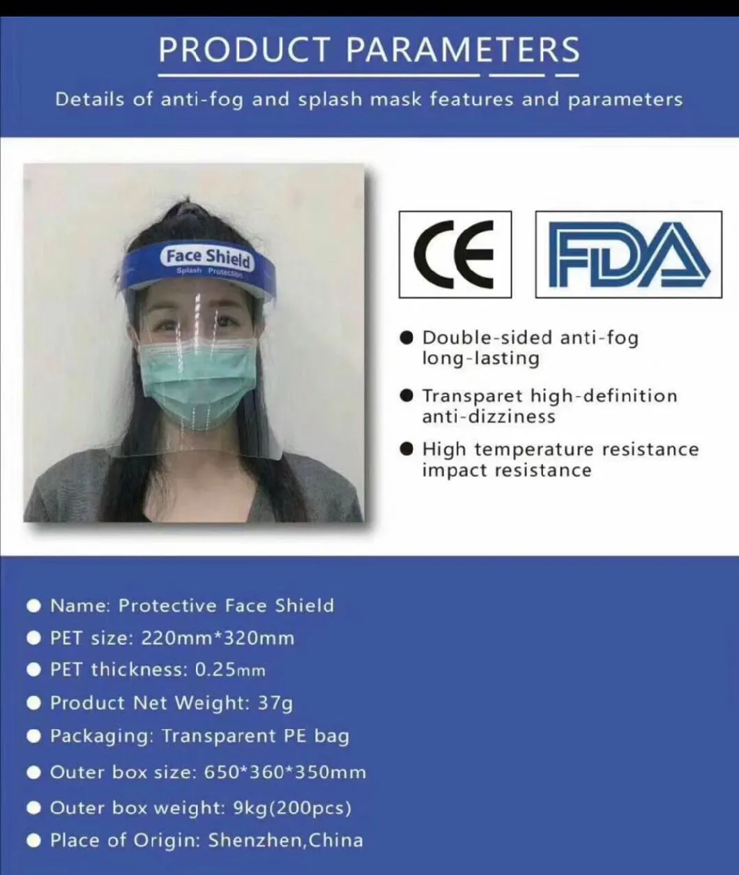 Ear-Loop Face Mask with PVC Face Shield