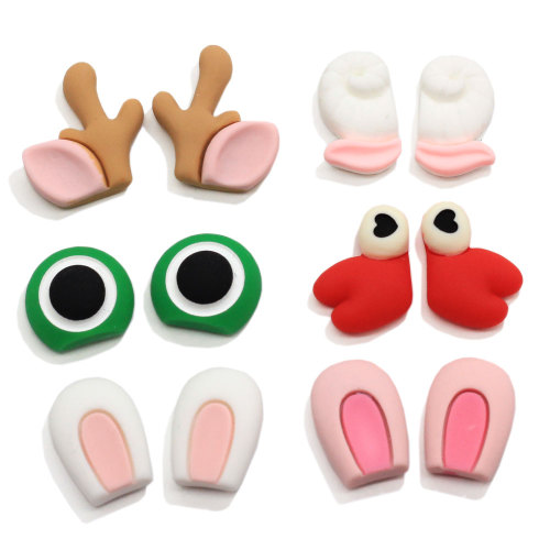 50Pairs Kawaii Cartoon Ear Resin Cabochon Fit Phone Case Decoration DIY Scrapbooking Hair Bows Center Αξεσουάρ κοσμήματος