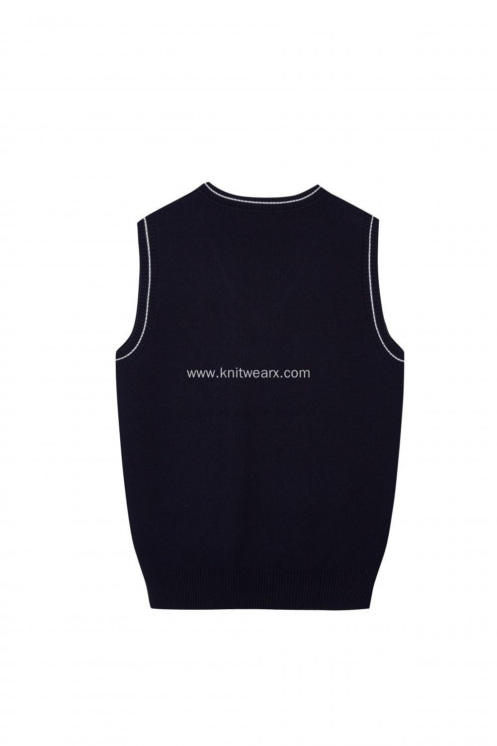 Boy's Knitted Diamond Jacquard Hem School Vest