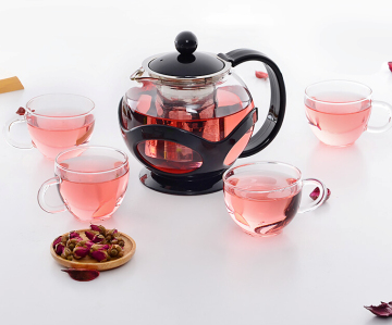 Heat proof stainless steel filter glass teapot tea brewer