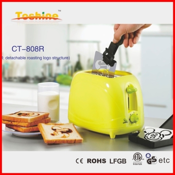 Best sell lovely and cute Logo Toaster CT-808G with detachable or fixed burned logo