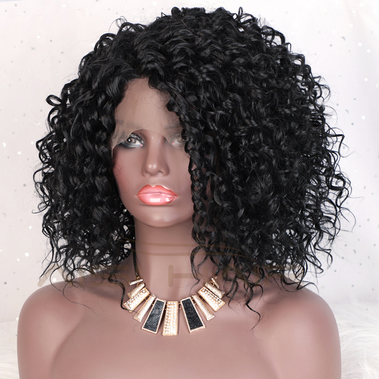 Aisi Hair Hign Quality Short Bob Kinky Curly Natural Black Wig Afro Deep Curly Synthetic Hair Lace Frontal Wigs For Black Women