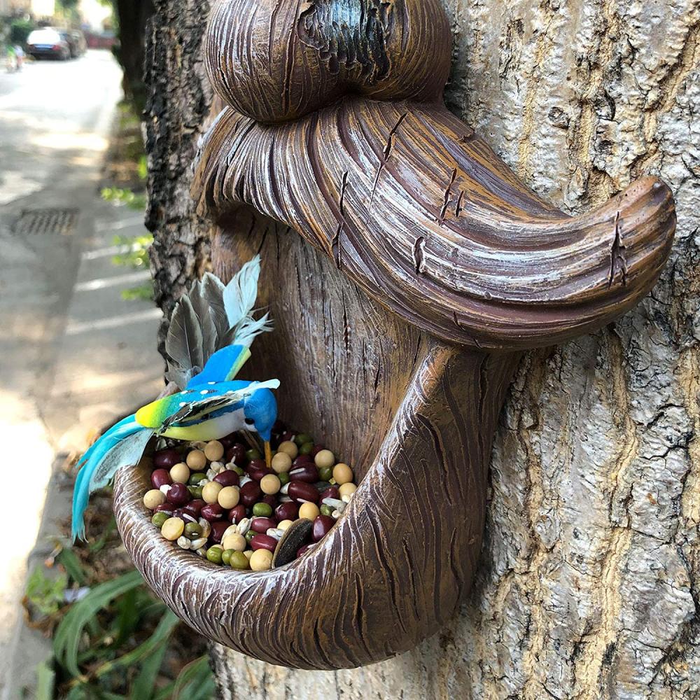 Tree Hugger Sculpture Tree Face Birdfeeder