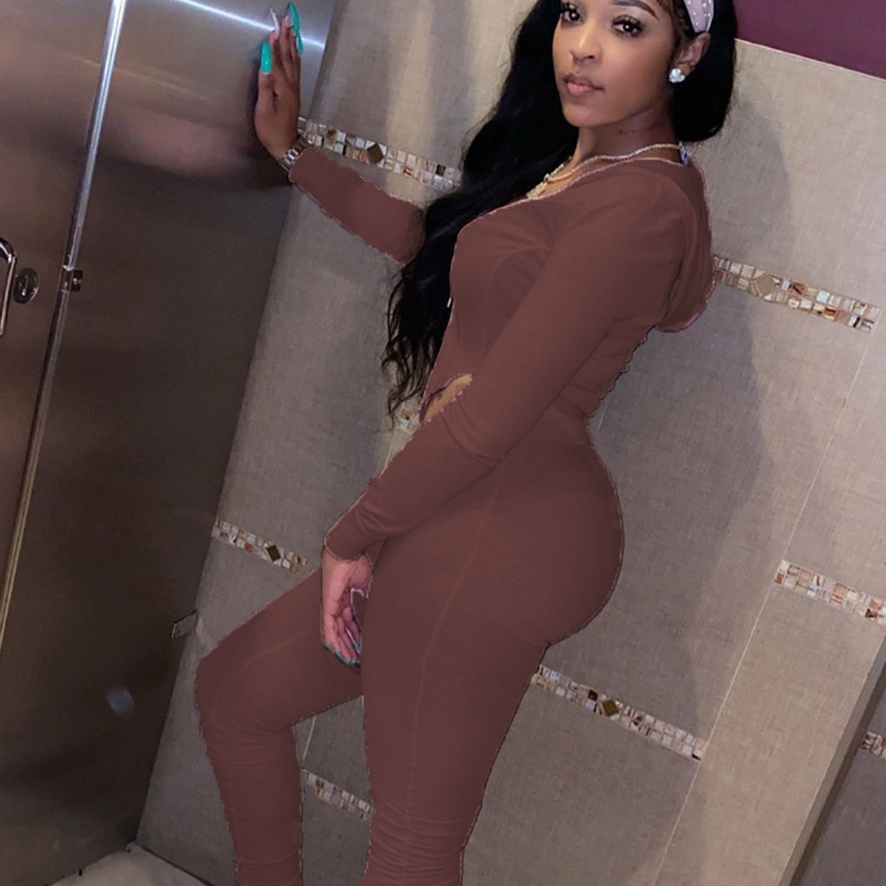 C7545 Latest 2020 Fall Sexy Two Piece Set Crop Tops Biker Short Sportswear 2 Piece Set Tracksuit Women Stacked Pants Sets