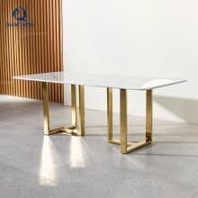2023 Dining Room Furniture Trends: QIANCHENG Mirror Golden Stainless Steel Table Set from Italy