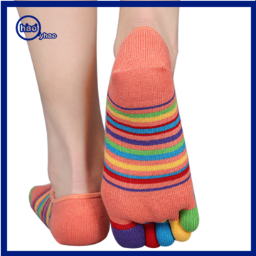 Yhao Summer Colorful Strip Pattern Invisible Socks Toes Socks
