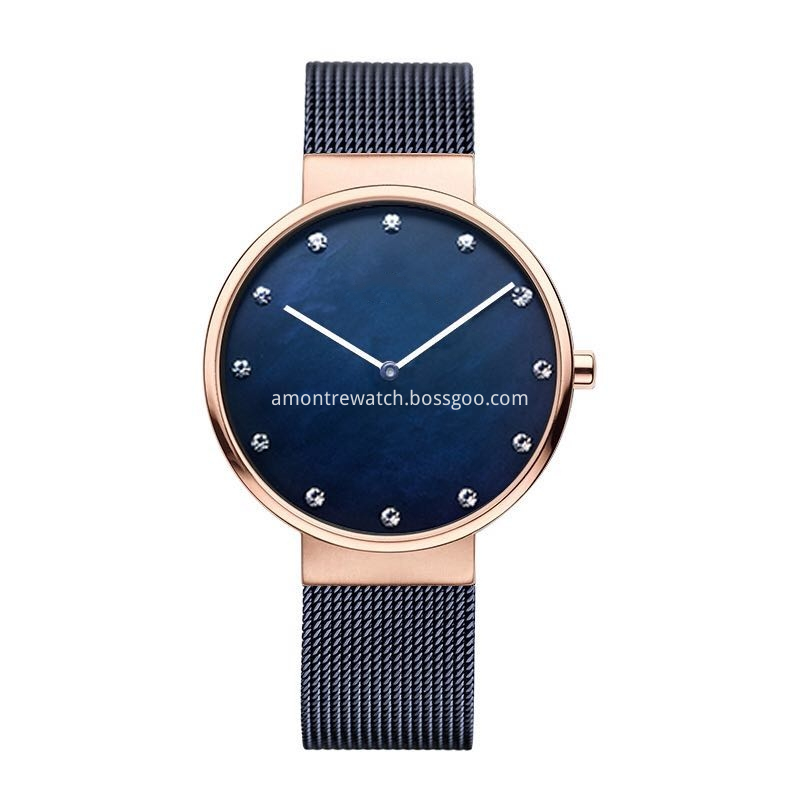 Rose Gold Blue Dial Watch